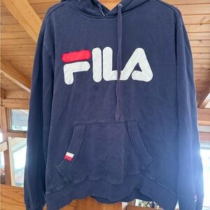 Fila Vintage Dark Blue Men's Hoodie with Logo